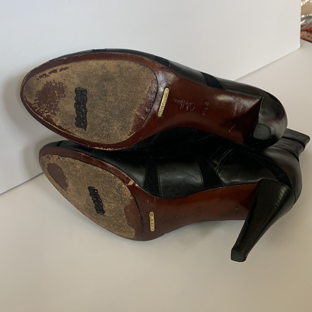 Cole Haan Boots black leather stiletto heel ankle booties boots Nike Air 8.5 - Picture 14 of 14
